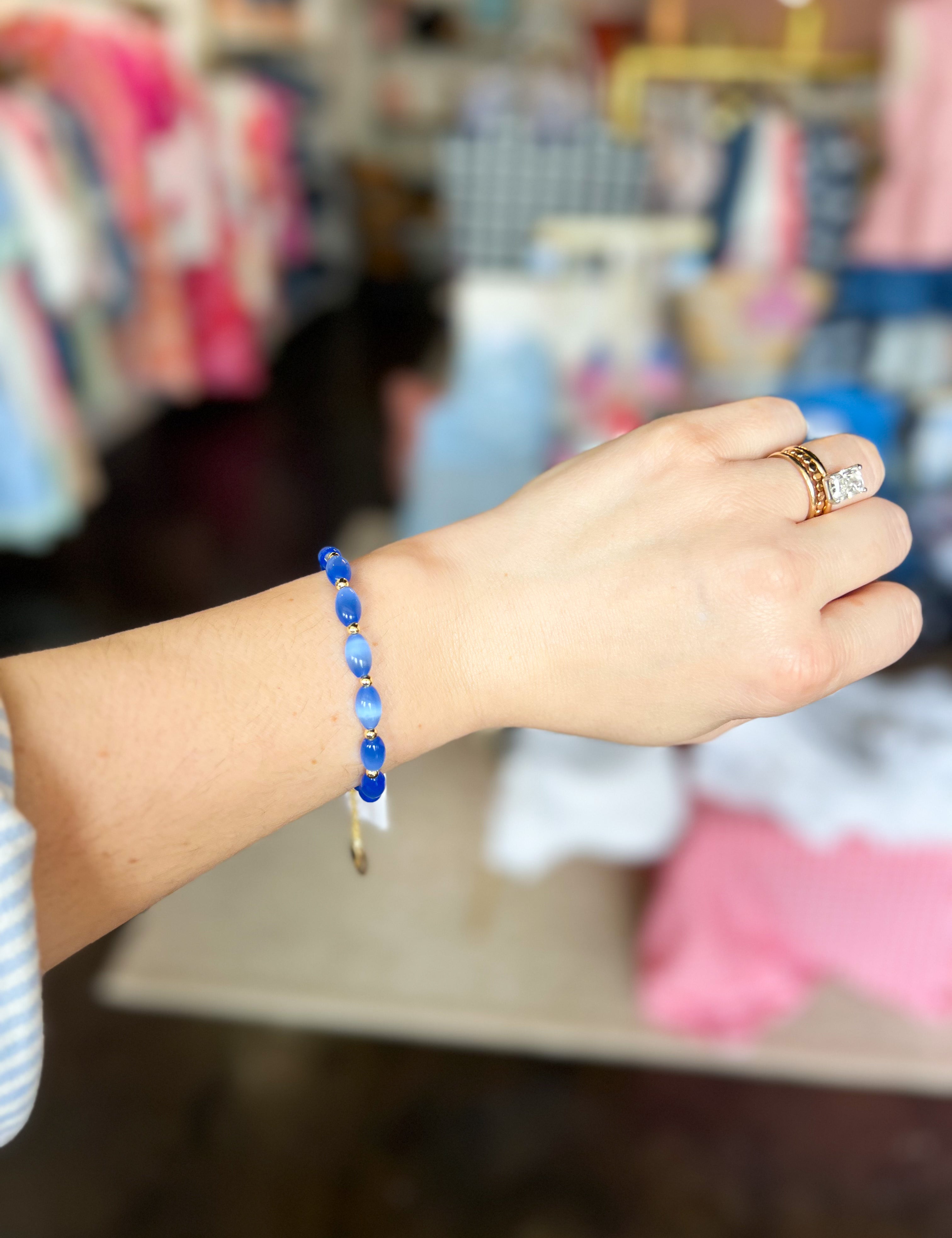 Natalie Wood - Blue Chalcedony Layering Bracelet-110 Jewelry & Hair-Natalie Wood-July & June Women's Fashion Boutique Located in San Antonio, Texas