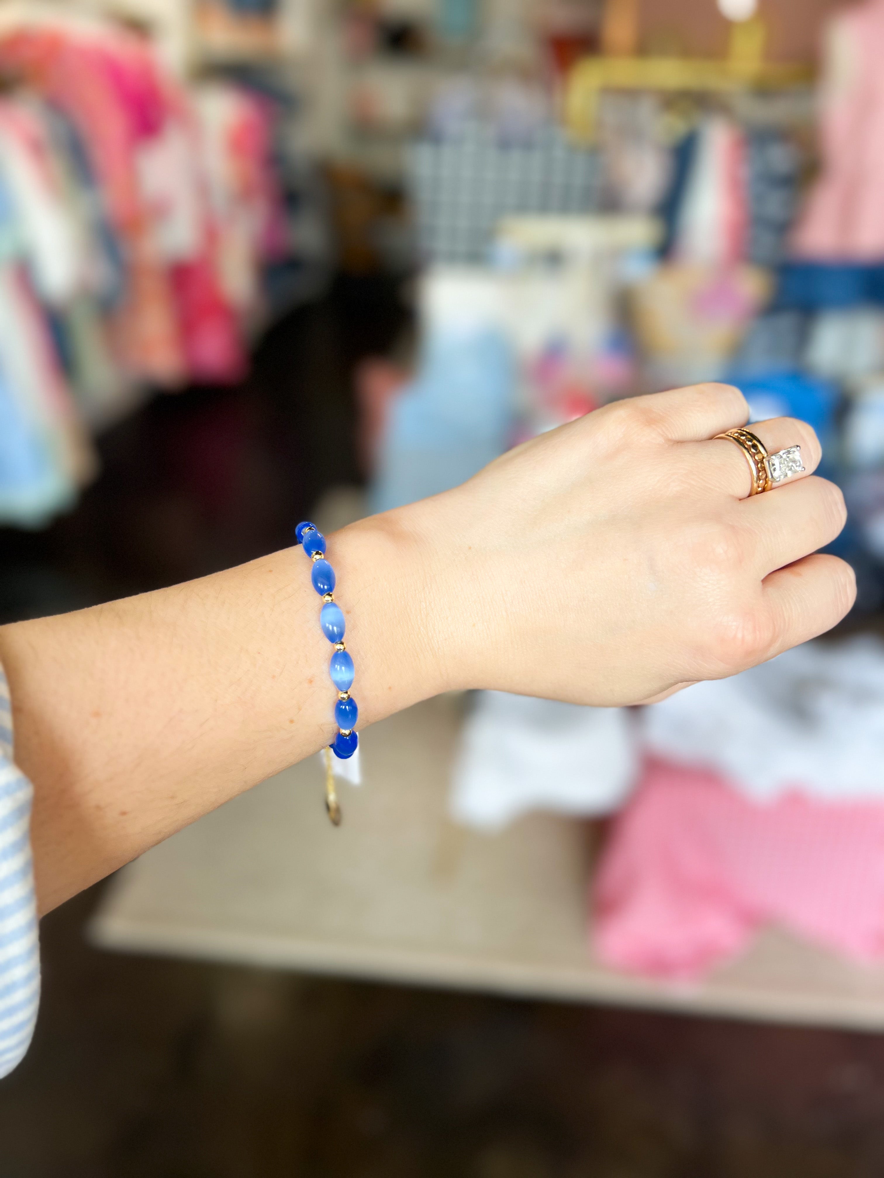 Natalie Wood - Blue Chalcedony Layering Bracelet-110 Jewelry & Hair-Natalie Wood-July & June Women's Fashion Boutique Located in San Antonio, Texas