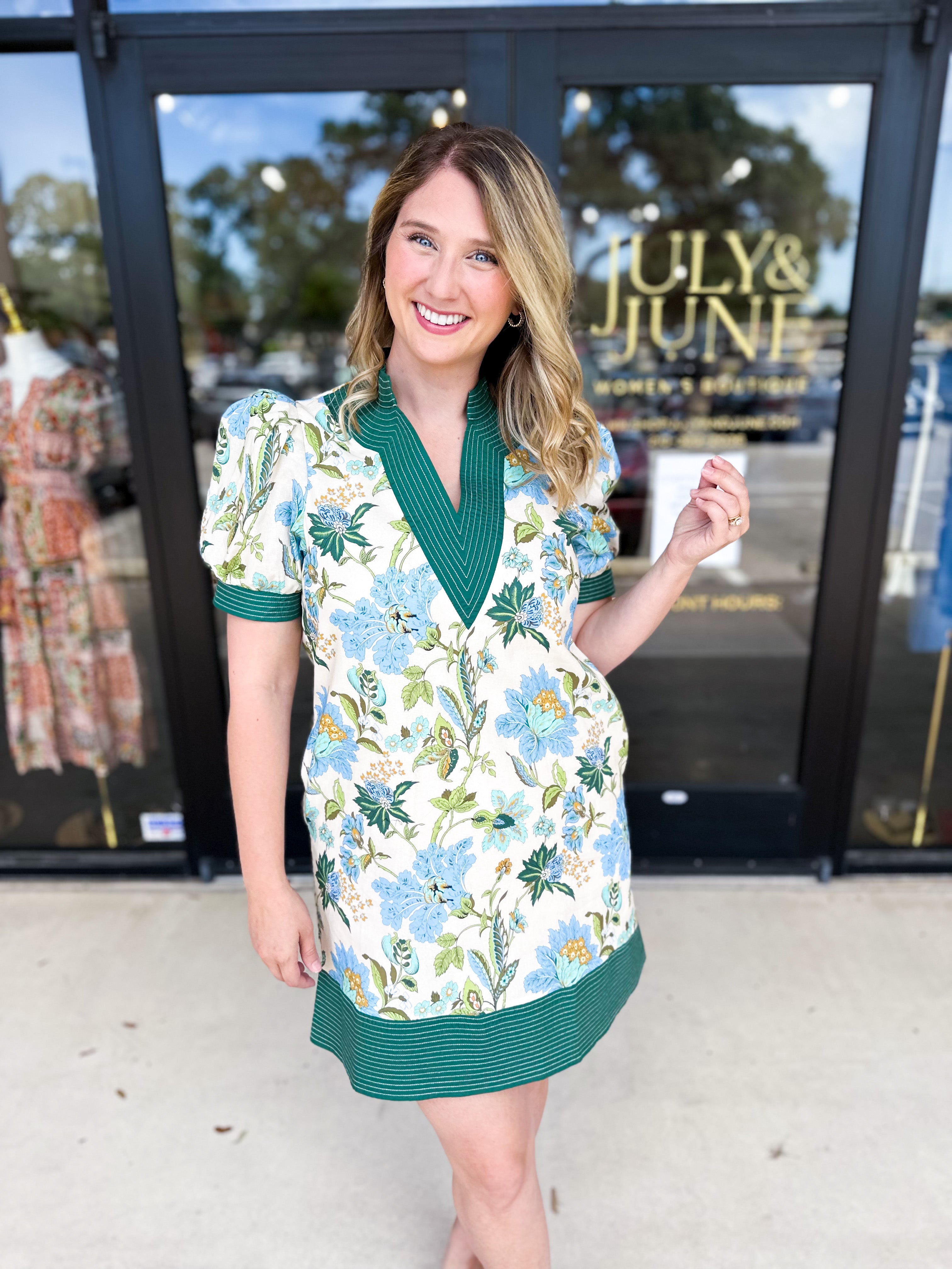 The Julia Mini Dress - Blue-510 Mini-ENTRO-July & June Women's Fashion Boutique Located in San Antonio, Texas