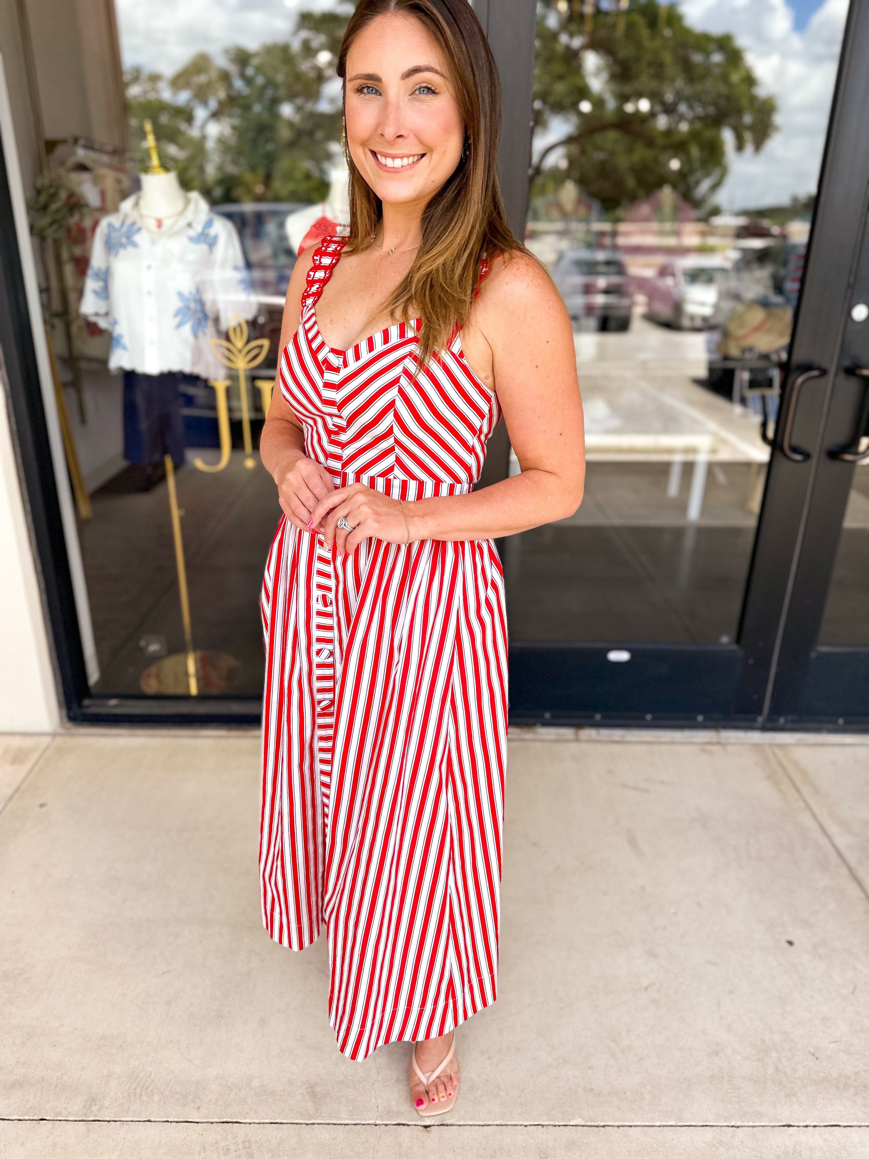 The Harbor Midi Dress - Red-500 Midi-SKIES ARE BLUE-July & June Women's Fashion Boutique Located in San Antonio, Texas