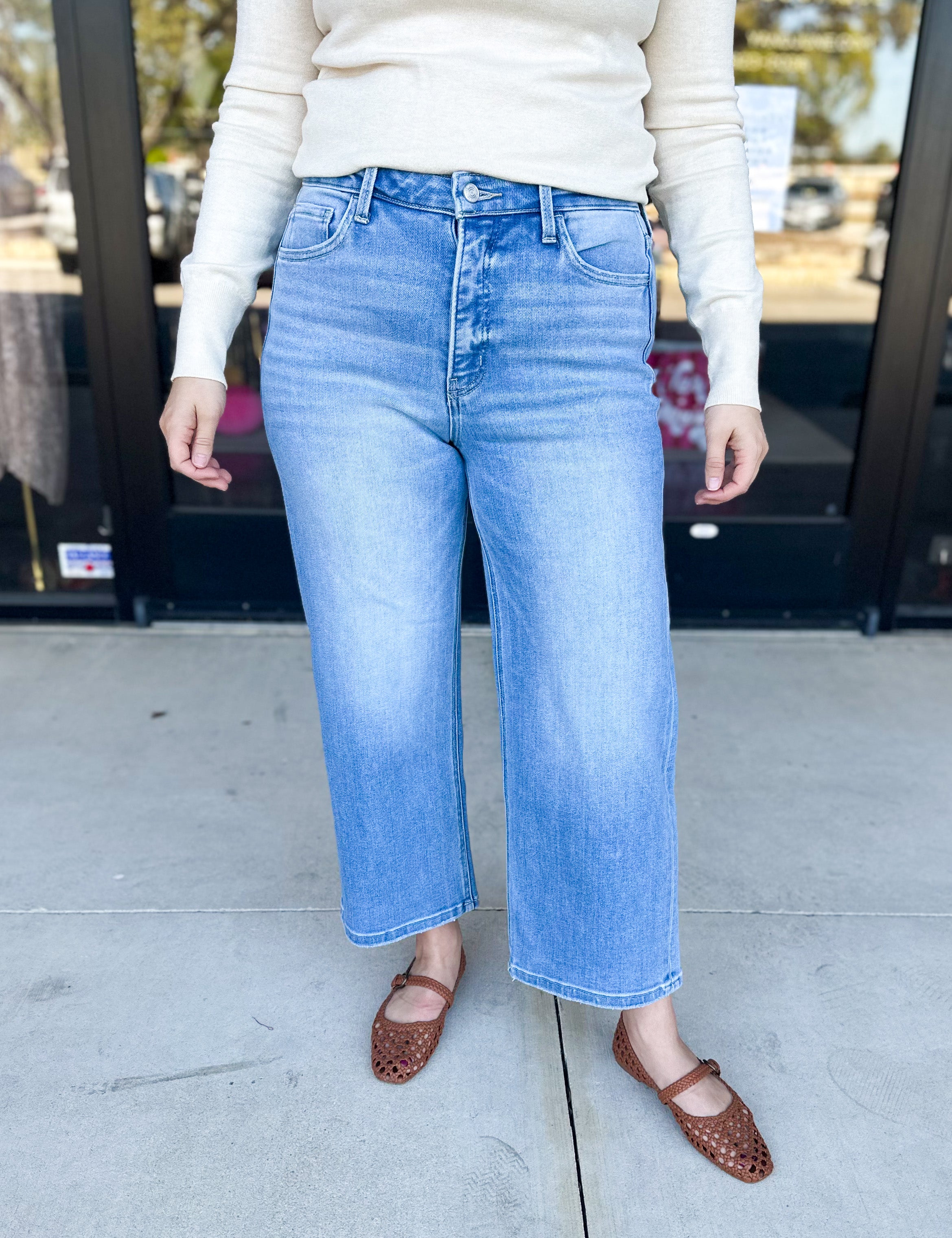 Vervet - High Rise Cropped Wide Leg Jeans-400 Pants-VEVERT BY FLYING MONKEY-July & June Women's Fashion Boutique Located in San Antonio, Texas