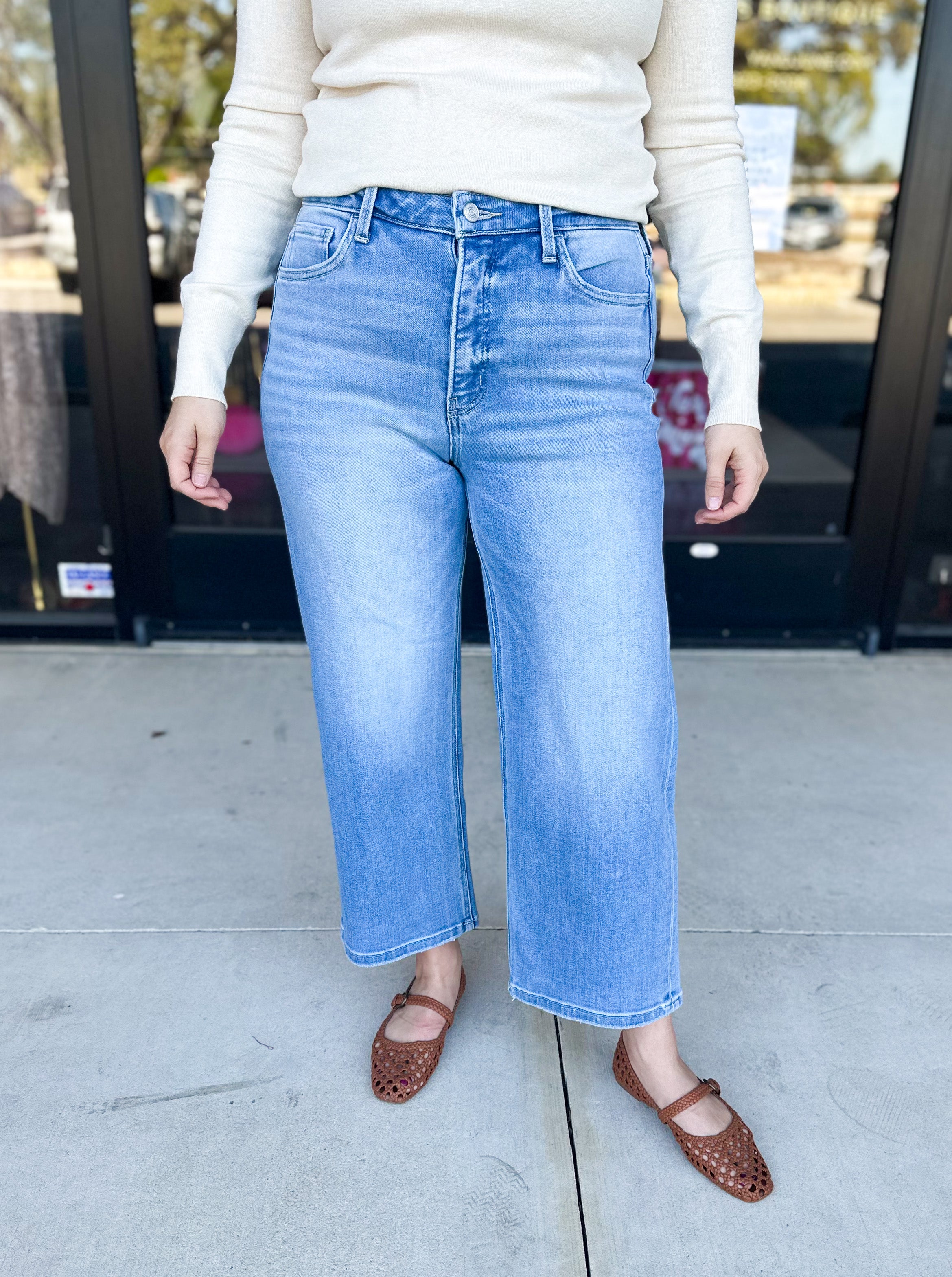 Vervet - High Rise Cropped Wide Leg Jeans-400 Pants-VEVERT BY FLYING MONKEY-July & June Women's Fashion Boutique Located in San Antonio, Texas