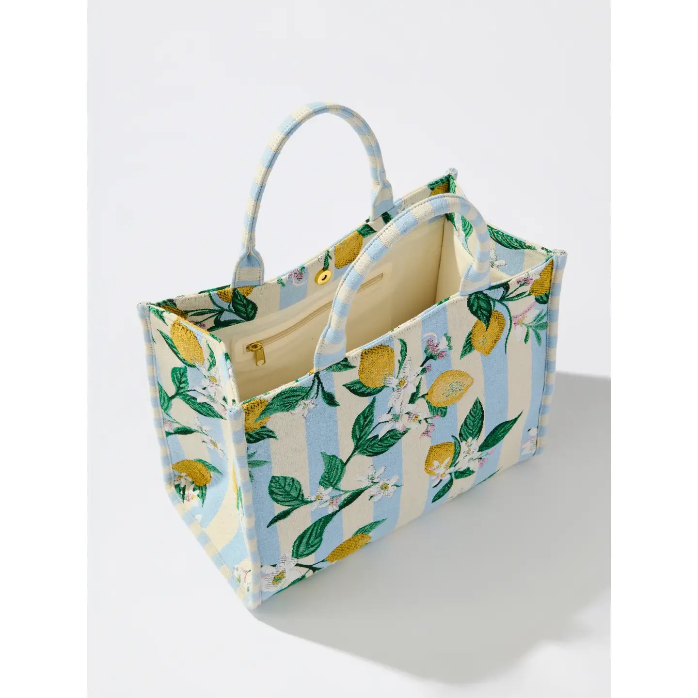 Lemon Jacquard Tote Bag-130 ACCESSORIES-SHIRALEAH-July & June Women's Fashion Boutique Located in San Antonio, Texas