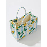 Lemon Jacquard Tote Bag-130 ACCESSORIES-SHIRALEAH-July & June Women's Fashion Boutique Located in San Antonio, Texas