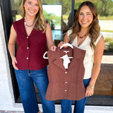 In Style Knit Vest - Vanilla-200 Fashion Blouses-SKIES ARE BLUE-July & June Women's Fashion Boutique Located in San Antonio, Texas