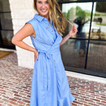 The Polished Light Blue Midi Dress-500 Midi-ENTRO-July & June Women's Fashion Boutique Located in San Antonio, Texas