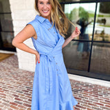The Polished Light Blue Midi Dress-500 Midi-ENTRO-July & June Women's Fashion Boutique Located in San Antonio, Texas