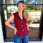In Style Knit Vest - Merlot-200 Fashion Blouses-SKIES ARE BLUE-July & June Women's Fashion Boutique Located in San Antonio, Texas