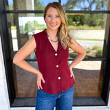 In Style Knit Vest - Merlot-200 Fashion Blouses-SKIES ARE BLUE-July & June Women's Fashion Boutique Located in San Antonio, Texas