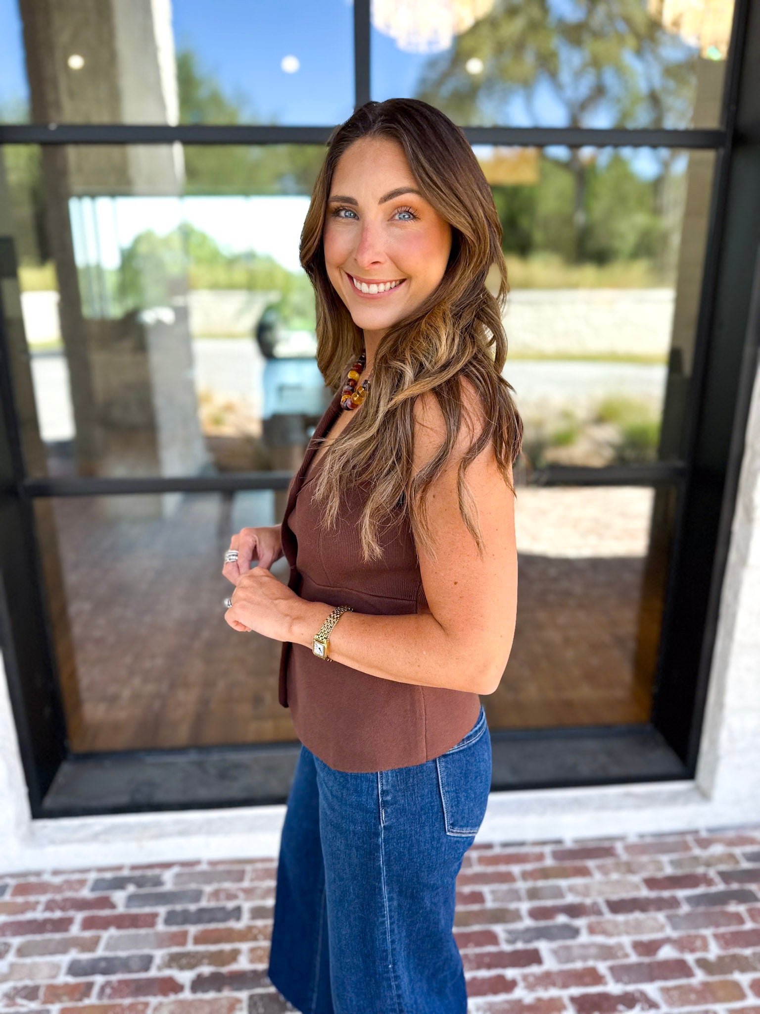 In Style Knit Vest - Espresso-200 Fashion Blouses-SKIES ARE BLUE-July & June Women's Fashion Boutique Located in San Antonio, Texas