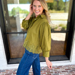 Work to Happy Hour Blouse - Martini Olive-200 Fashion Blouses-ENTRO-July & June Women's Fashion Boutique Located in San Antonio, Texas