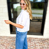 THML - Summertime Eyelet Blouse-200 Fashion Blouses-THML-July & June Women's Fashion Boutique Located in San Antonio, Texas