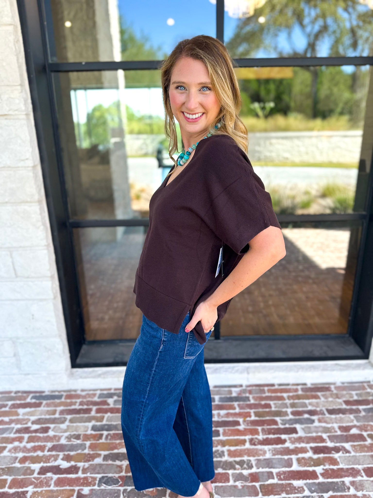 Liverpool - Simplicity Dolman Top - Java-210 Casual Blouses-LIVERPOOL JEANS COMPANY-July & June Women's Fashion Boutique Located in San Antonio, Texas