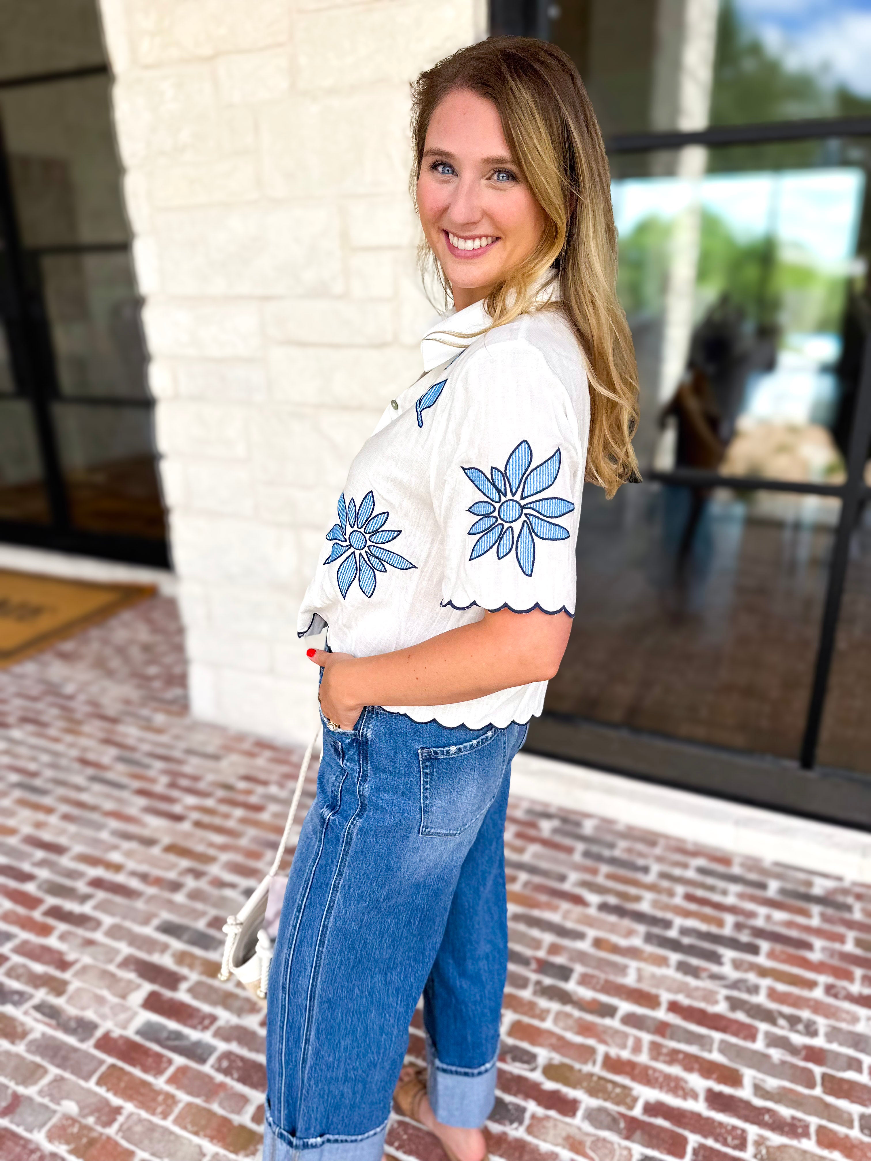 THML - Girl Next Door Blouse-200 Fashion Blouses-THML-July & June Women's Fashion Boutique Located in San Antonio, Texas