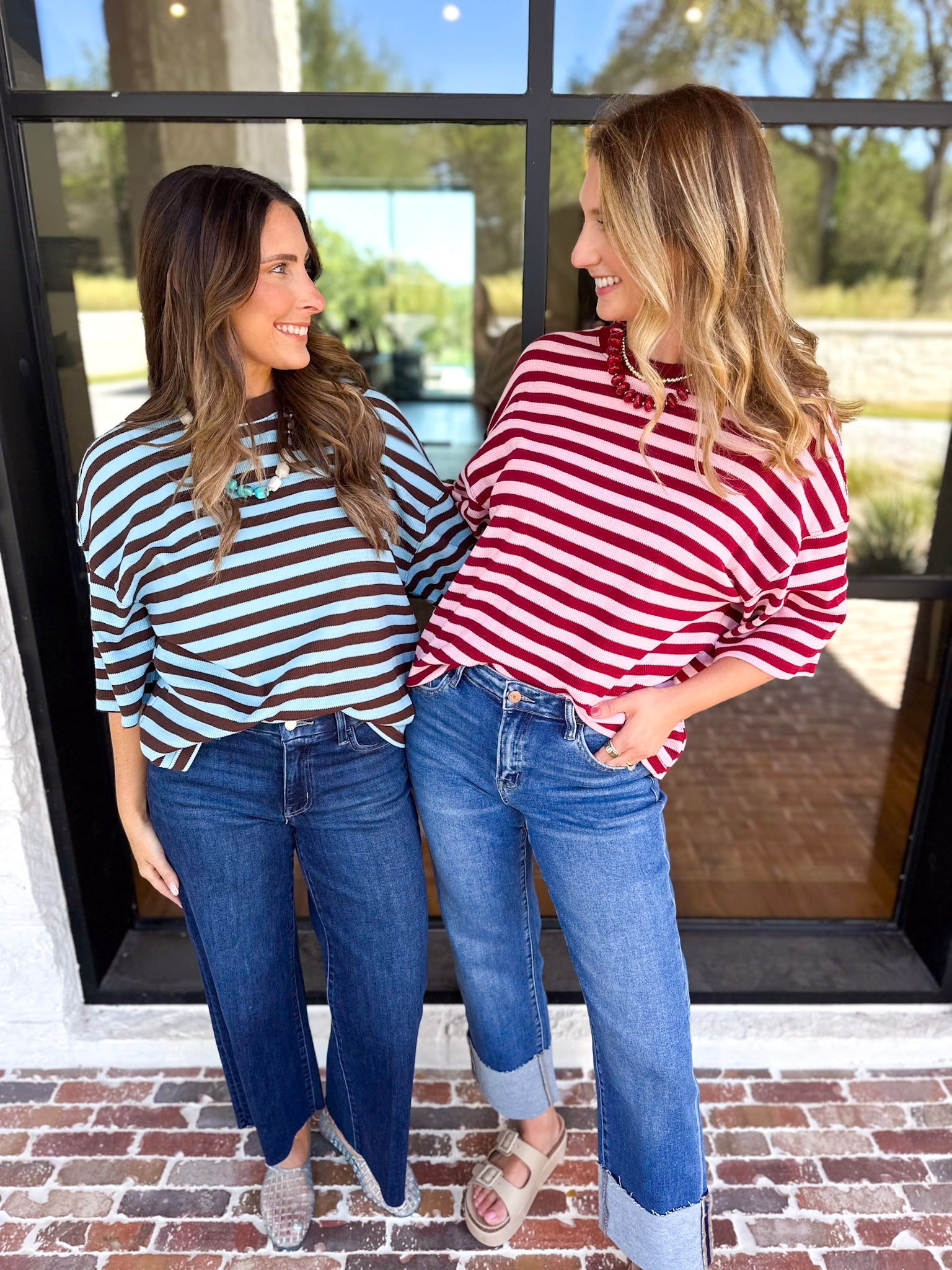 The Coffee Run Tee - Blue Mocha-210 Casual Blouses-ENTRO-July & June Women's Fashion Boutique Located in San Antonio, Texas