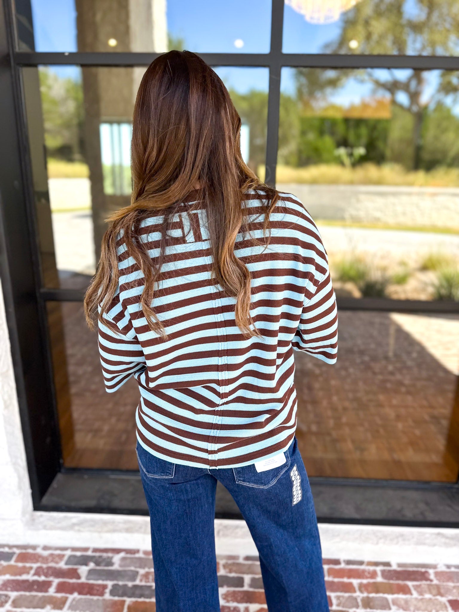 The Coffee Run Tee - Blue Mocha-210 Casual Blouses-ENTRO-July & June Women's Fashion Boutique Located in San Antonio, Texas