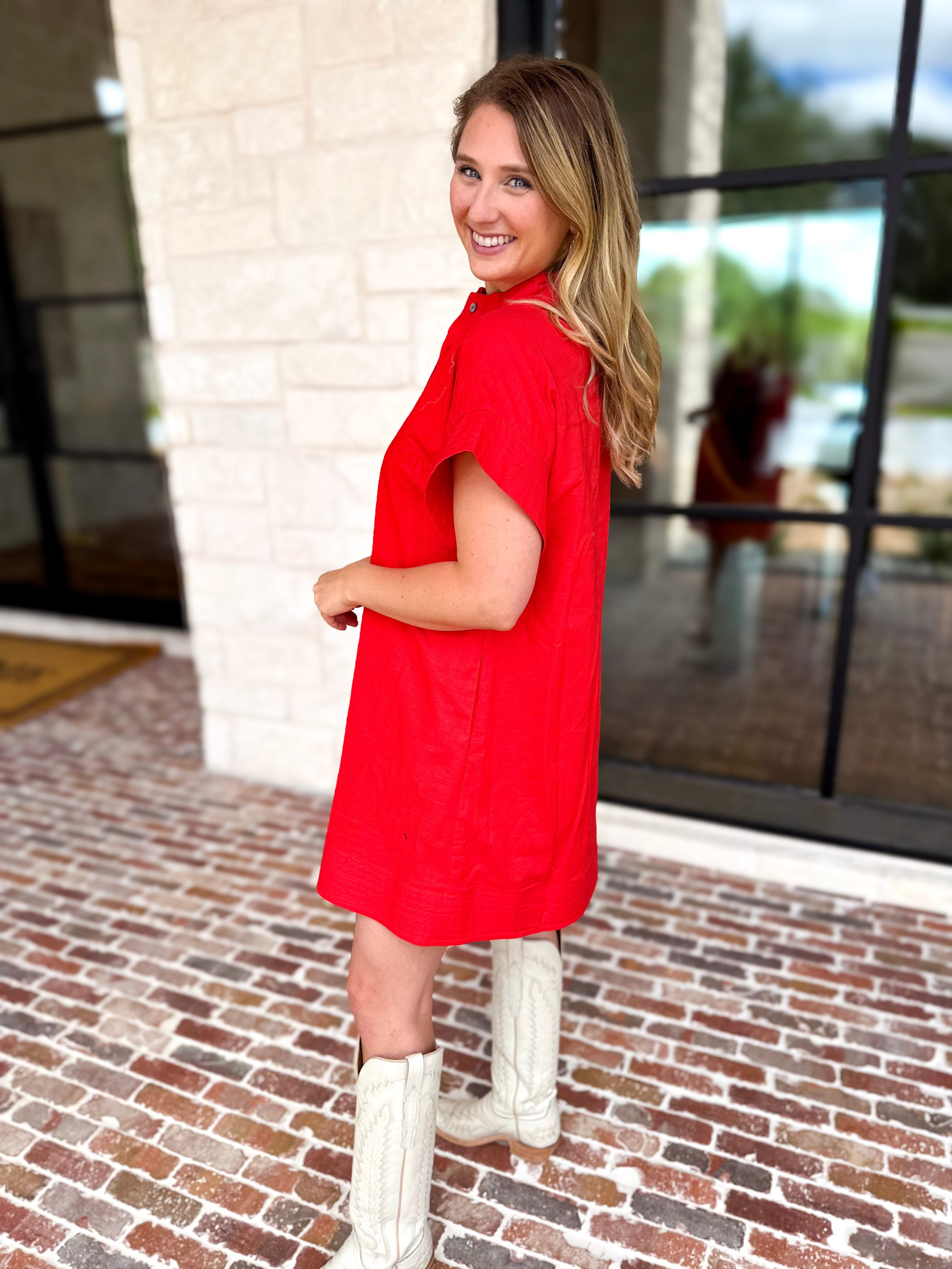 The Everyday Red Mini Dress-510 Mini-ENTRO-July & June Women's Fashion Boutique Located in San Antonio, Texas