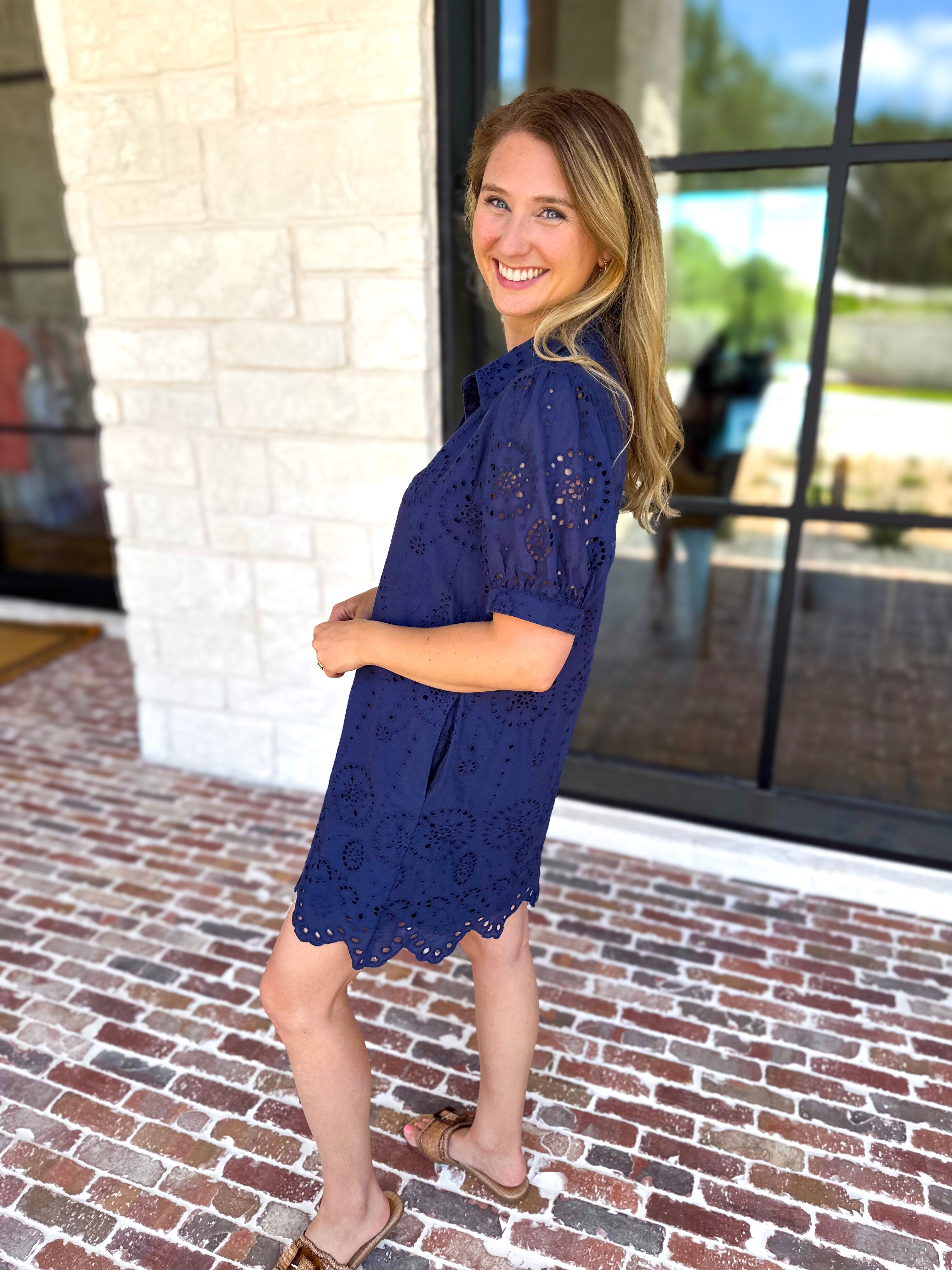 Seagrove Navy Mini Dress-510 Mini-JODIFL-July & June Women's Fashion Boutique Located in San Antonio, Texas