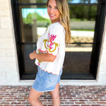 THML - Scalloped Sweetheart Blouse - Ivory-200 Fashion Blouses-THML-July & June Women's Fashion Boutique Located in San Antonio, Texas