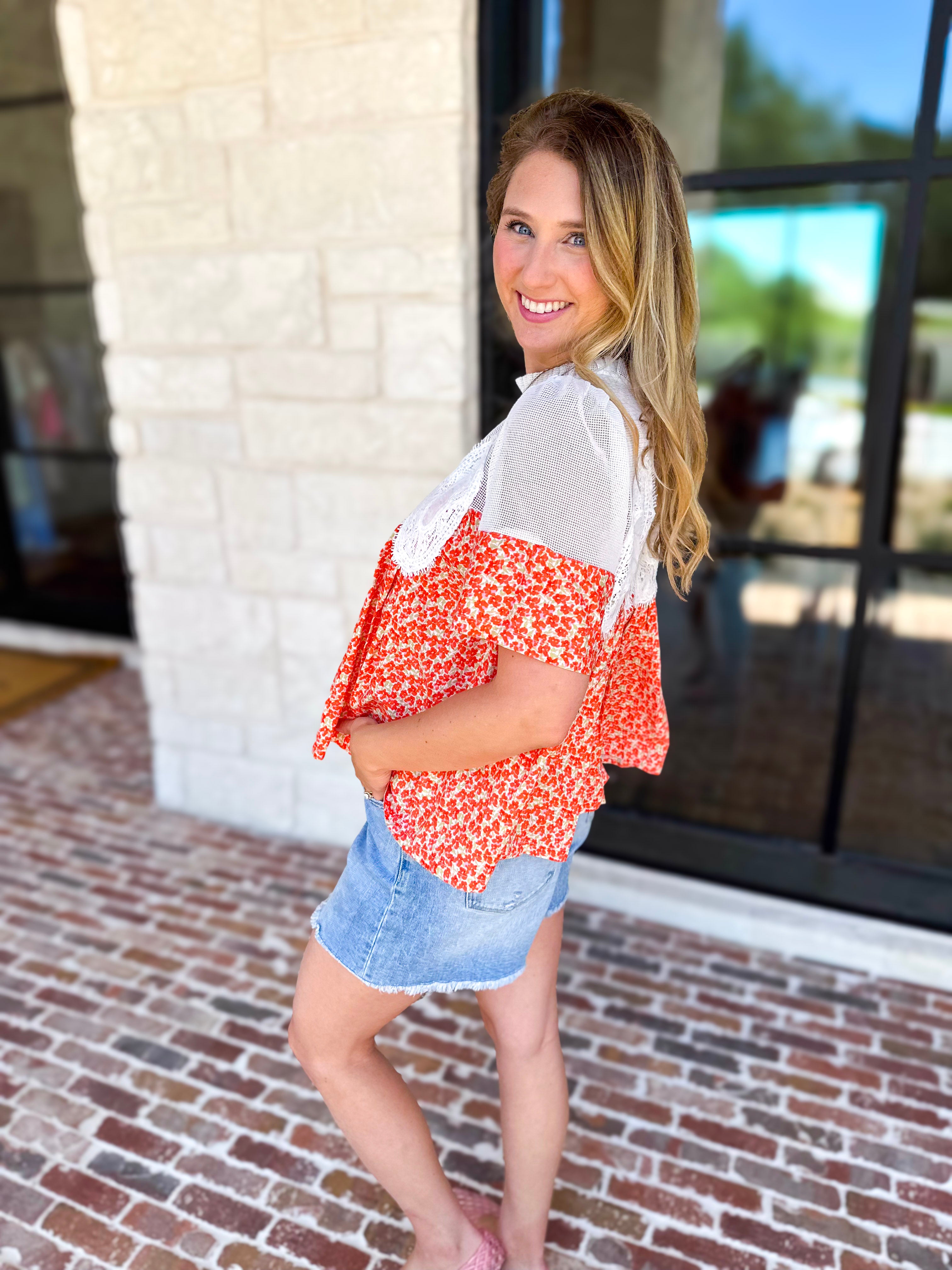 Happy Garden Blouse-200 Fashion Blouses-FATE-July & June Women's Fashion Boutique Located in San Antonio, Texas