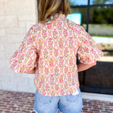THML - Pink & Yellow Florals Blouse-200 Fashion Blouses-THML-July & June Women's Fashion Boutique Located in San Antonio, Texas