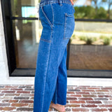Vervet - High Rise Drawstring Wide Leg Comfy jeans-420 Denim-VEVERT BY FLYING MONKEY-July & June Women's Fashion Boutique Located in San Antonio, Texas