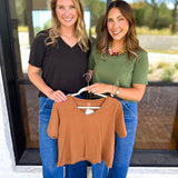 Everyday Essential V-Neck Tee - Black-210 Casual Blouses-MONO B-July & June Women's Fashion Boutique Located in San Antonio, Texas