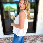 Sheer Details Tank - White-200 Fashion Blouses-FATE-July & June Women's Fashion Boutique Located in San Antonio, Texas