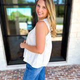 Sheer Details Tank - White-200 Fashion Blouses-FATE-July & June Women's Fashion Boutique Located in San Antonio, Texas