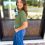 Everyday Essential V-Neck Tee - Sage-210 Casual Blouses-MONO B-July & June Women's Fashion Boutique Located in San Antonio, Texas