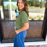 Everyday Essential V-Neck Tee - Sage-210 Casual Blouses-MONO B-July & June Women's Fashion Boutique Located in San Antonio, Texas