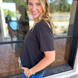 Everyday Essential V-Neck Tee - Black-210 Casual Blouses-MONO B-July & June Women's Fashion Boutique Located in San Antonio, Texas