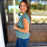 Girls Night Out Blouse - Teal-200 Fashion Blouses-ENTRO-July & June Women's Fashion Boutique Located in San Antonio, Texas