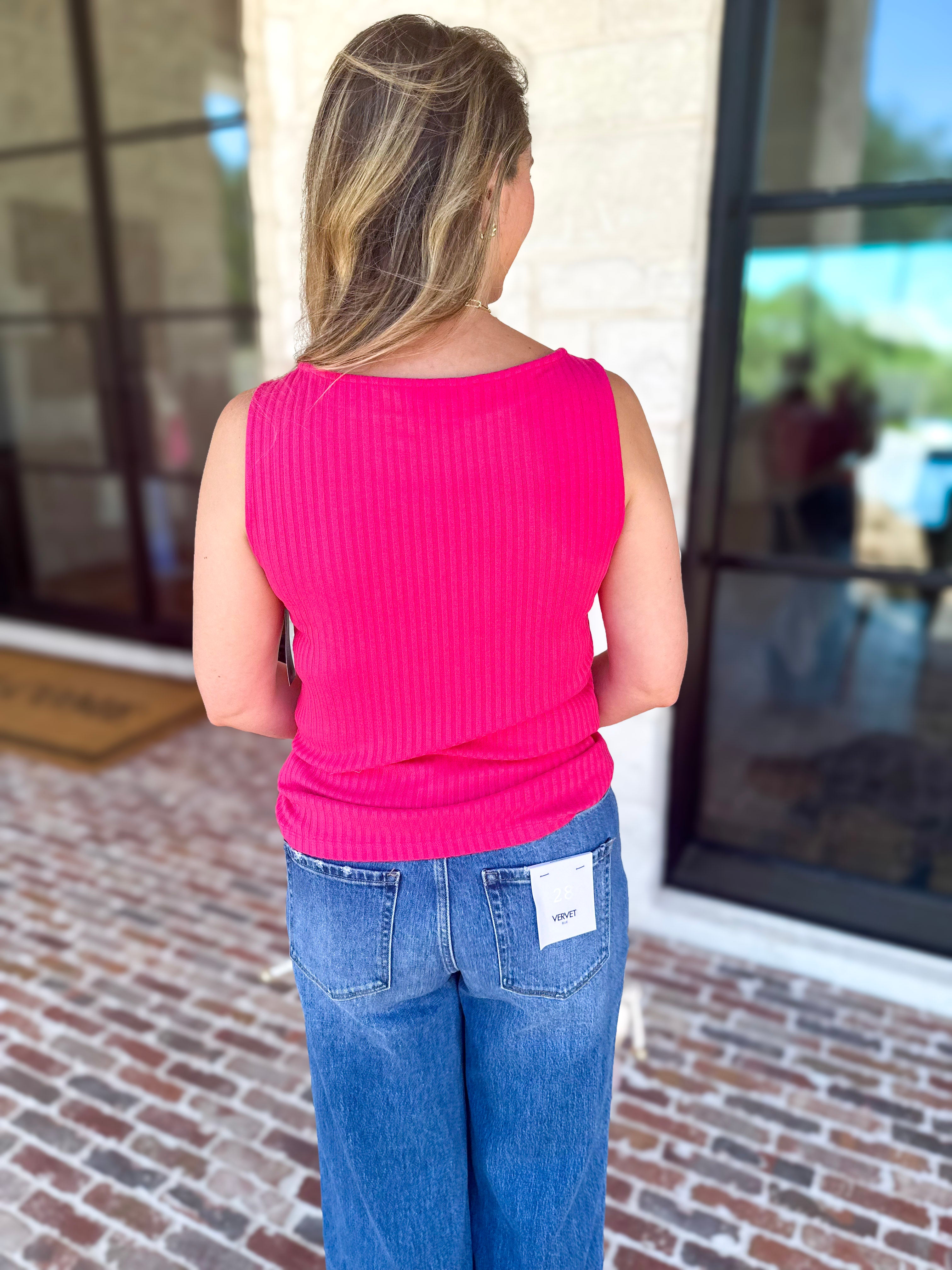 Liverpool - Hot Pink Boatneck Knit Top-200 Fashion Blouses-LIVERPOOL JEANS COMPANY-July & June Women's Fashion Boutique Located in San Antonio, Texas
