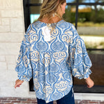 Salty Air Bubble Sleeve Blouse-200 Fashion Blouses-FATE-July & June Women's Fashion Boutique Located in San Antonio, Texas