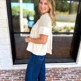 Lace Details Suede Blouse-200 Fashion Blouses-FATE-July & June Women's Fashion Boutique Located in San Antonio, Texas