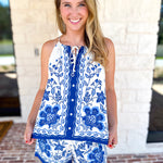 Ocean Air Cami & Short Set-510 Mini-SKIES ARE BLUE-July & June Women's Fashion Boutique Located in San Antonio, Texas