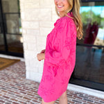 Hot Pink Floral Details Mini Dress-510 Mini-JODIFL-July & June Women's Fashion Boutique Located in San Antonio, Texas