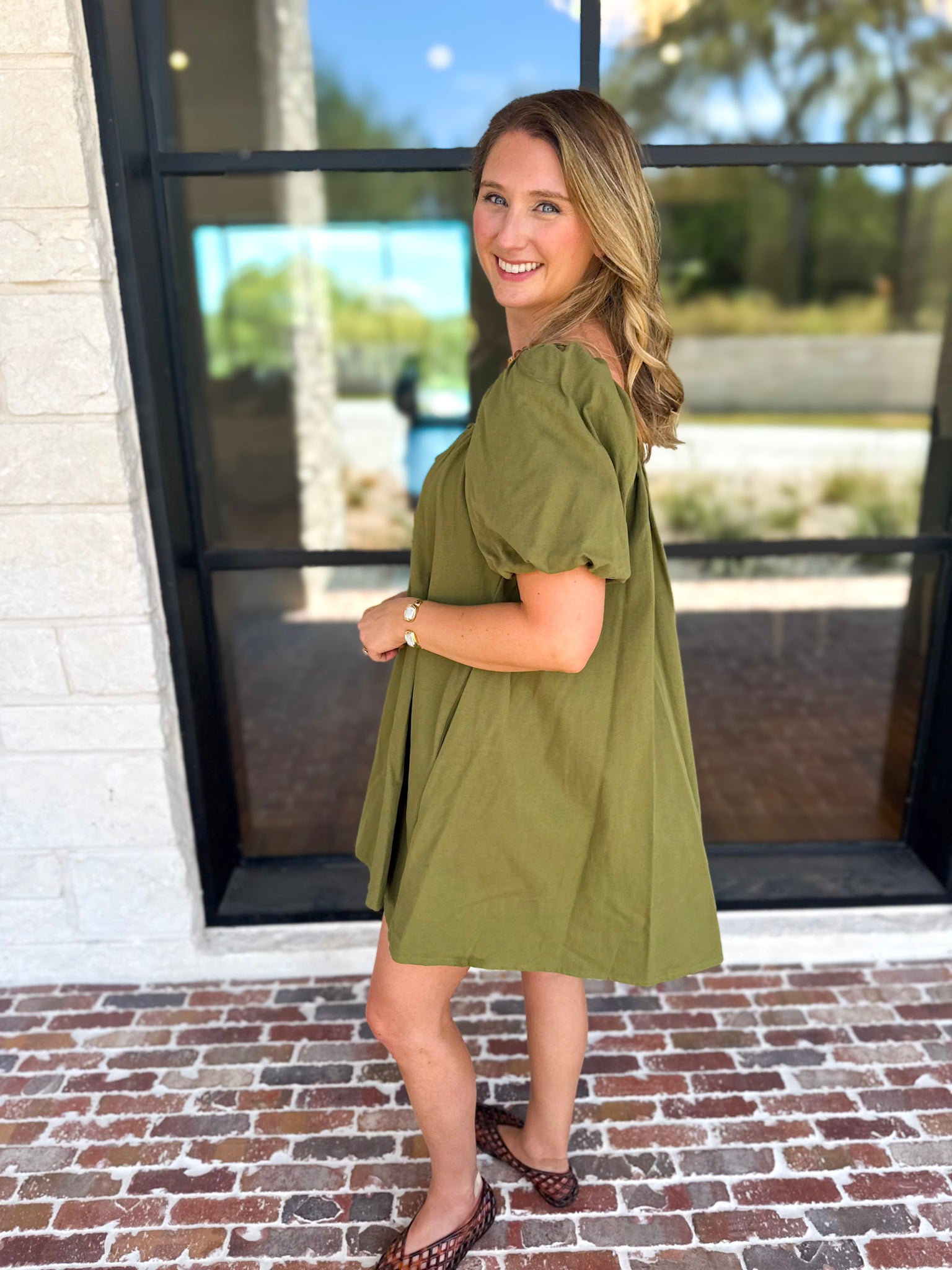 Matcha Babydoll Mini Dress-510 Mini-TCEC-July & June Women's Fashion Boutique Located in San Antonio, Texas