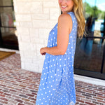 Effortless Polka Dot Midi Dress - Blue-500 Midi-ENTRO-July & June Women's Fashion Boutique Located in San Antonio, Texas