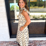 Ruched Polka Dot Midi Dress-500 Midi-ENTRO-July & June Women's Fashion Boutique Located in San Antonio, Texas