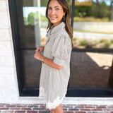 Olive & Ivory Striped Lace Mini Dress-510 Mini-ENTRO-July & June Women's Fashion Boutique Located in San Antonio, Texas