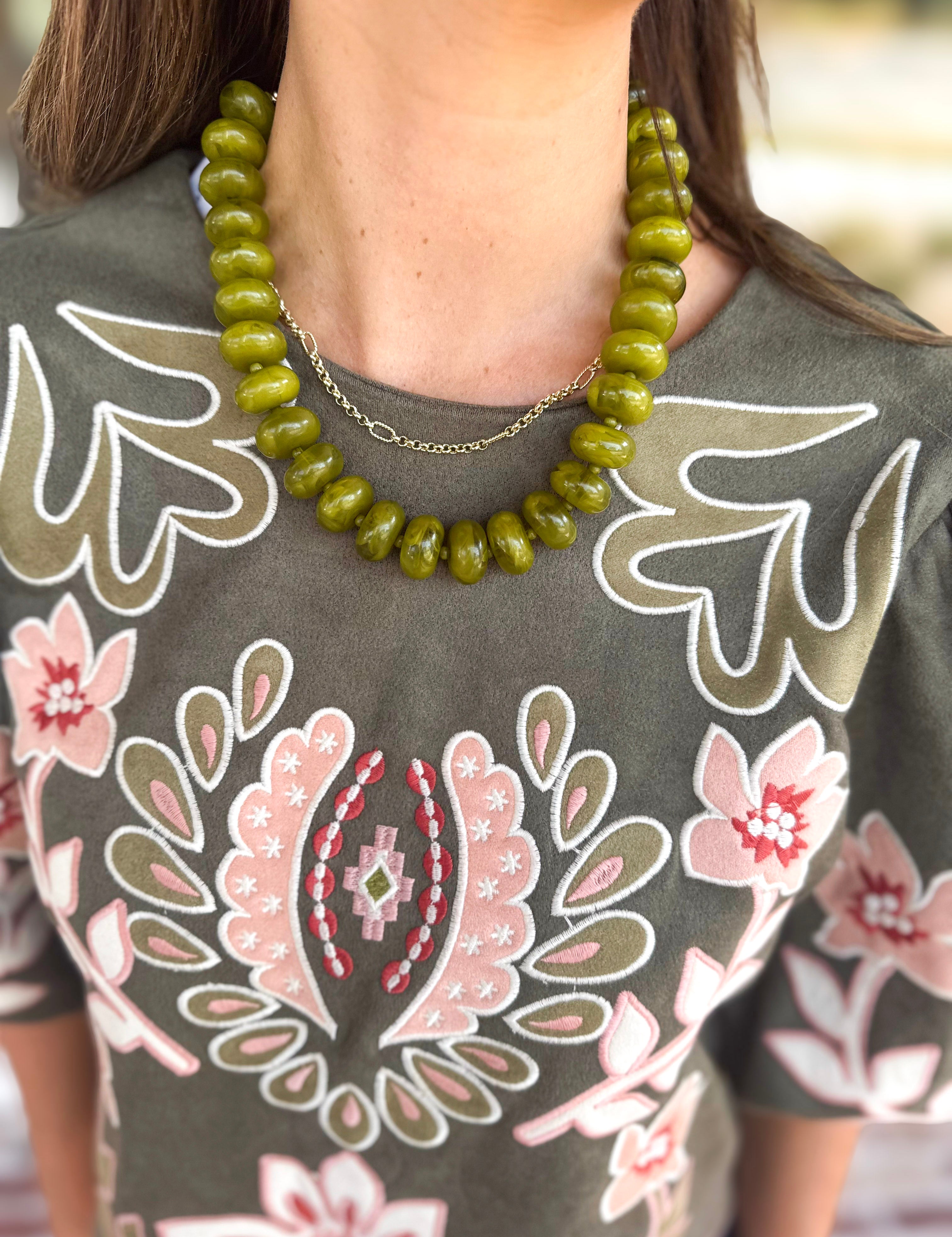 The Bailey Beaded Necklace - Chartreuse-110 Jewelry & Hair-Gemelli-July & June Women's Fashion Boutique Located in San Antonio, Texas