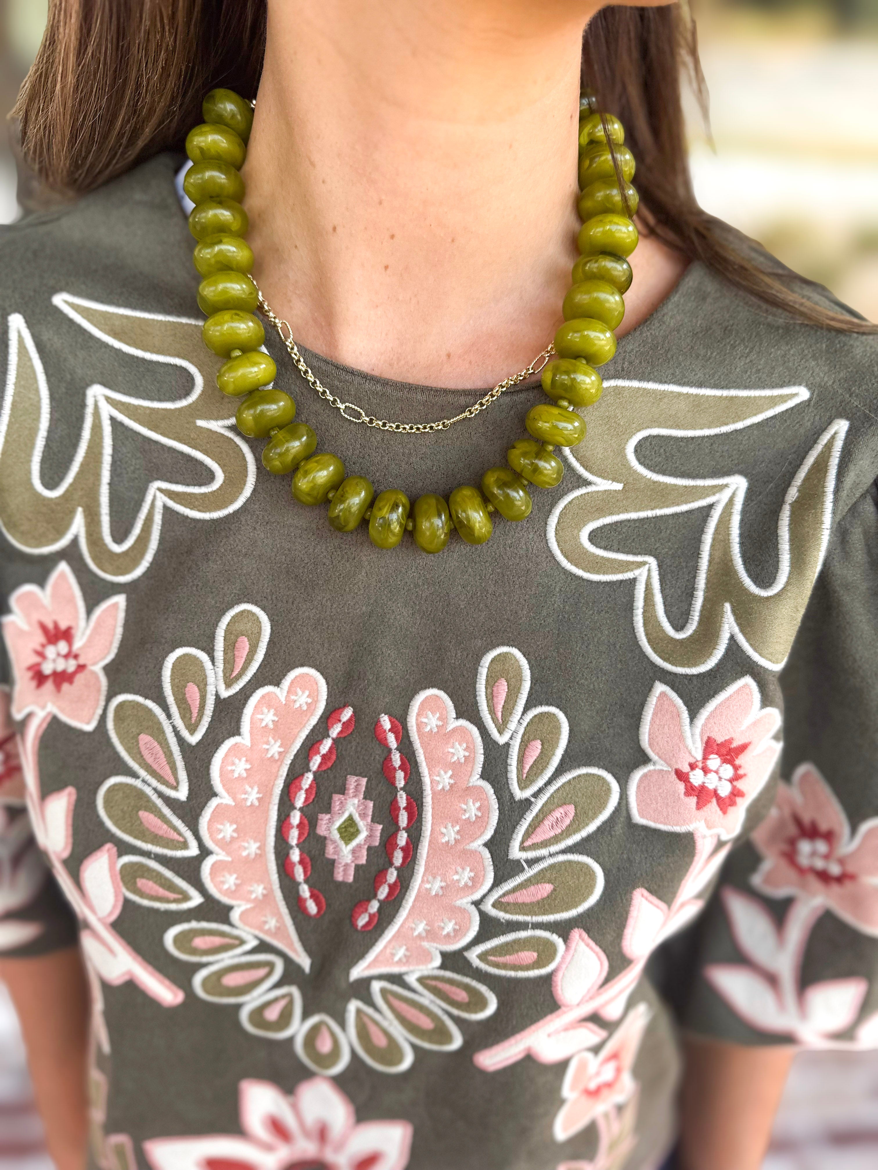 The Bailey Beaded Necklace - Chartreuse-110 Jewelry & Hair-Gemelli-July & June Women's Fashion Boutique Located in San Antonio, Texas
