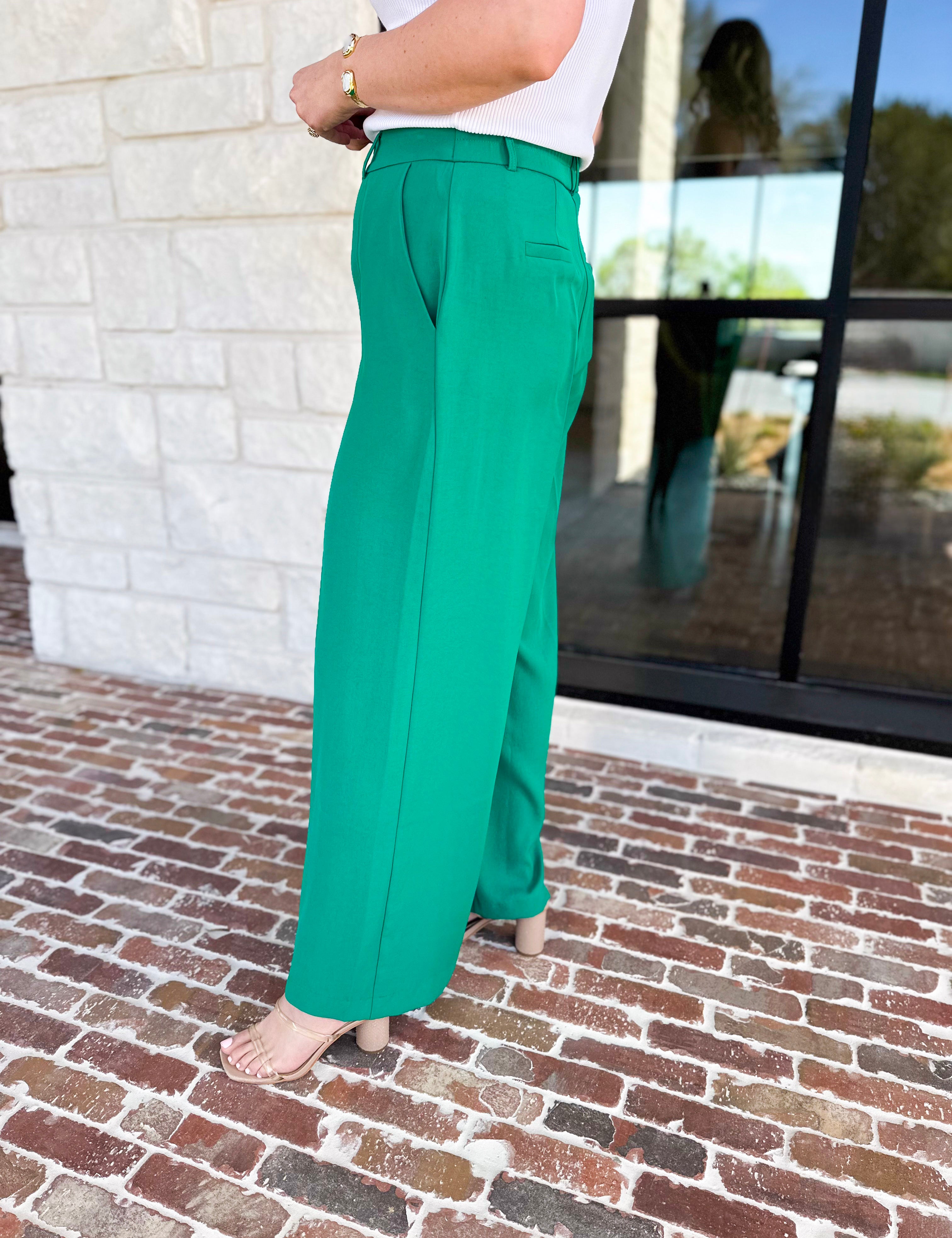 Spring It Girl Trouser - Kelly Green-400 Pants-SKIES ARE BLUE-July & June Women's Fashion Boutique Located in San Antonio, Texas