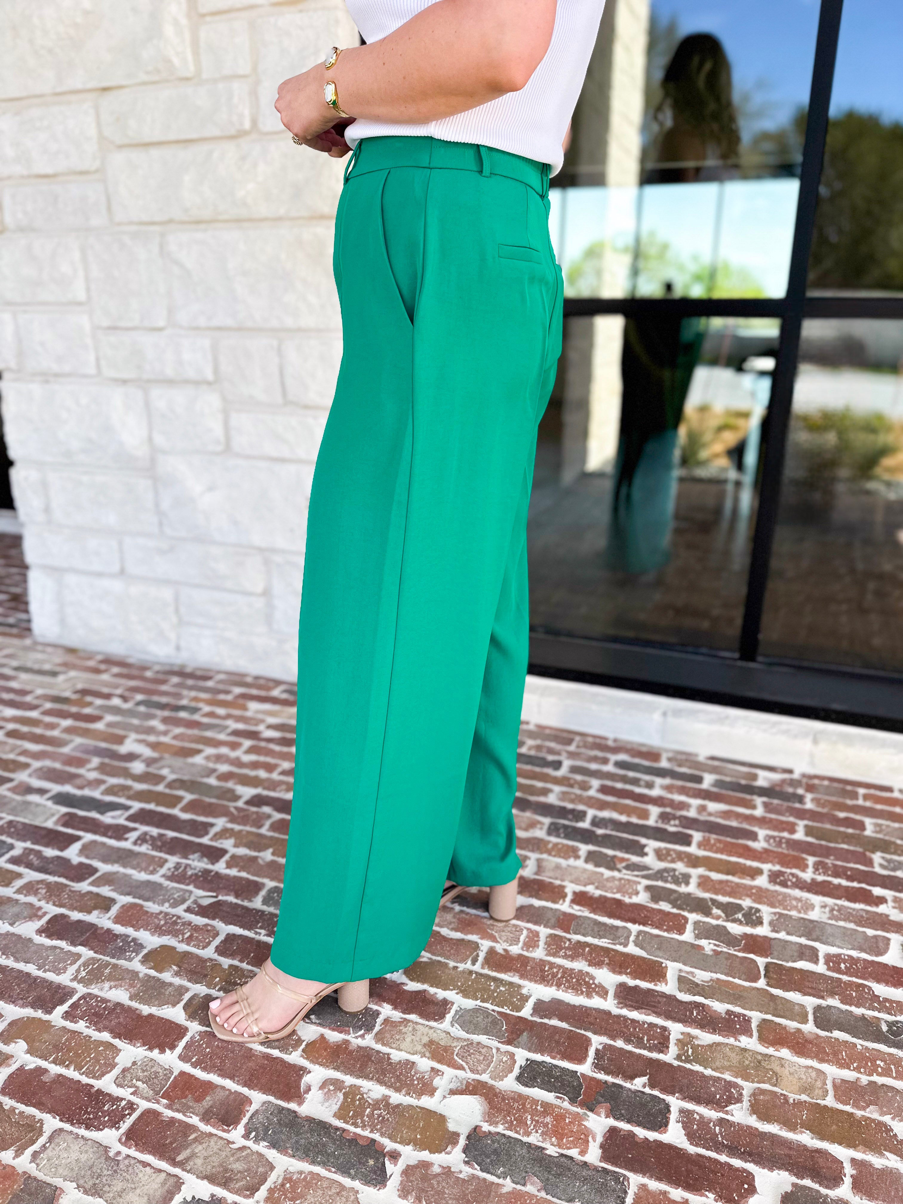 Spring It Girl Trouser - Kelly Green-400 Pants-SKIES ARE BLUE-July & June Women's Fashion Boutique Located in San Antonio, Texas