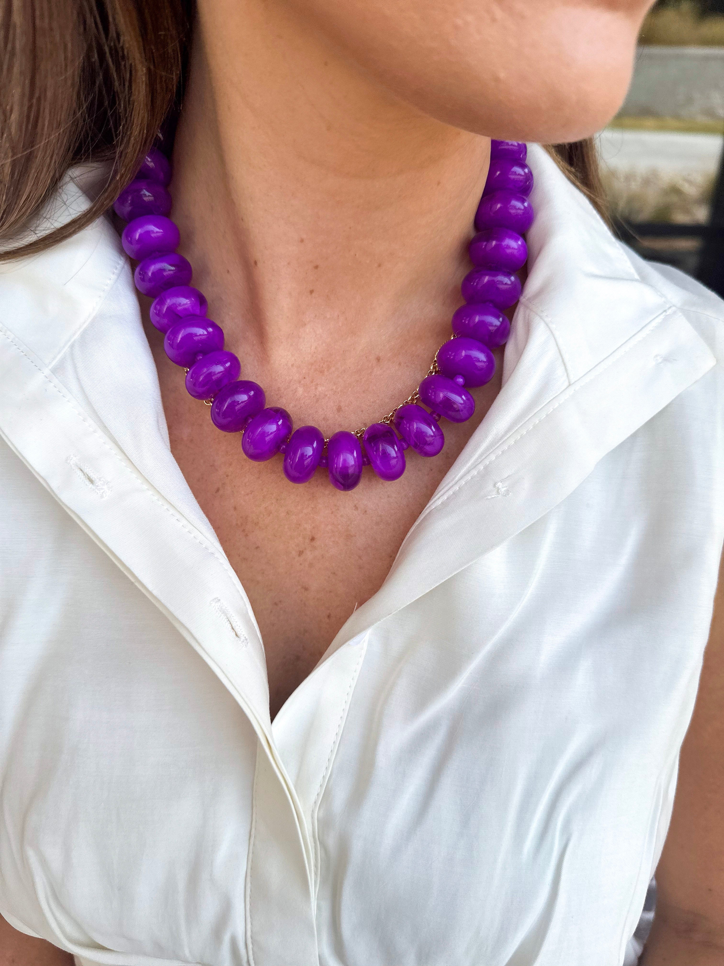 Bailey Beaded Necklace - Purple-110 Jewelry & Hair-Gemelli-July & June Women's Fashion Boutique Located in San Antonio, Texas
