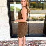 The Aria Mini Dress - Olive Brown-510 Mini-ENTRO-July & June Women's Fashion Boutique Located in San Antonio, Texas