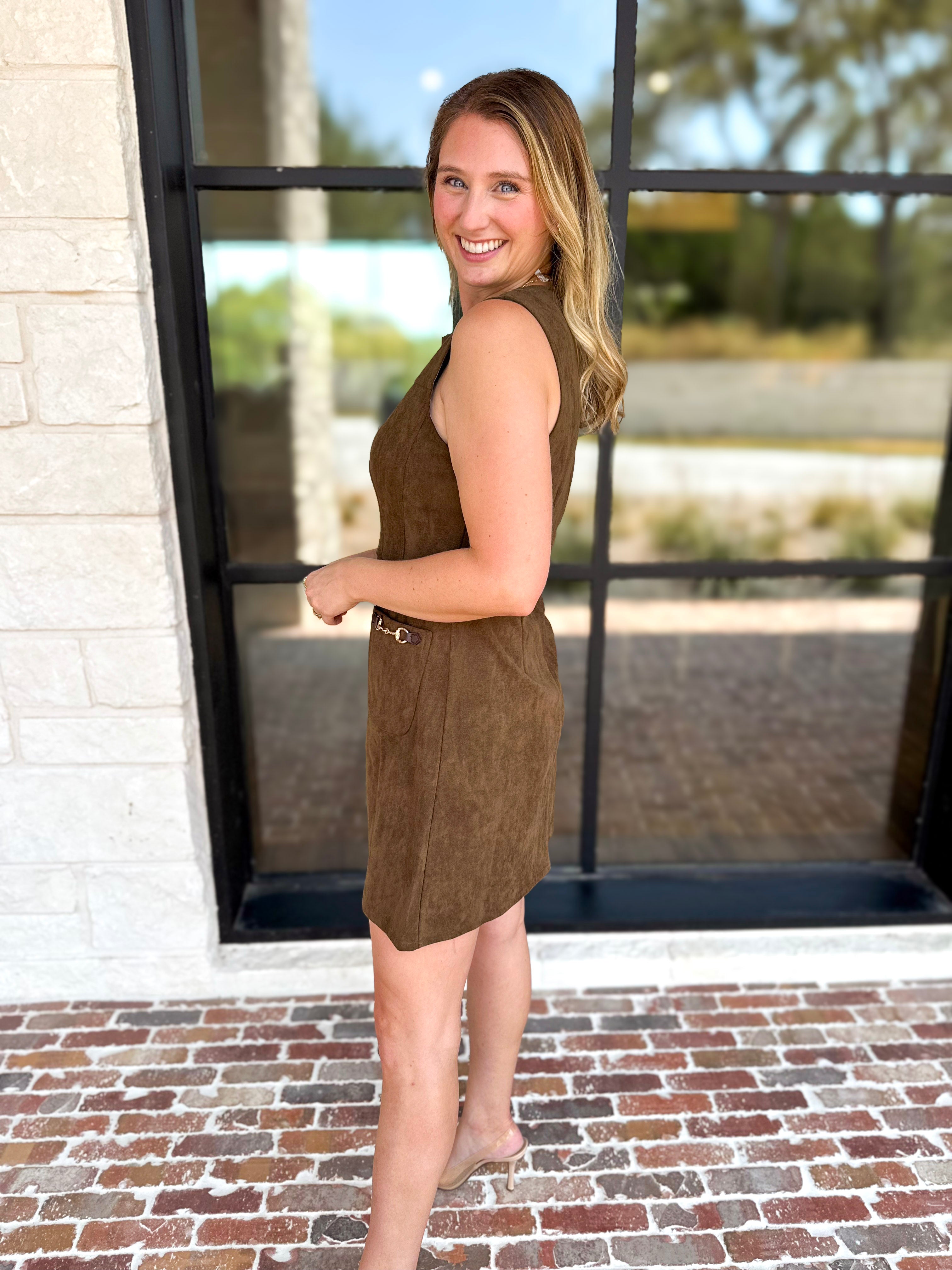 The Aria Mini Dress - Olive Brown-510 Mini-ENTRO-July & June Women's Fashion Boutique Located in San Antonio, Texas
