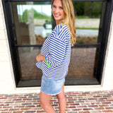 Royal Stripe Tee-210 Casual Blouses-JODIFL-July & June Women's Fashion Boutique Located in San Antonio, Texas